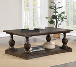 Walden Rectangular Coffee Table with Turned Legs and Floor Shelf Coffee image