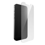 Three-quarter angled view of screen protector above device screen