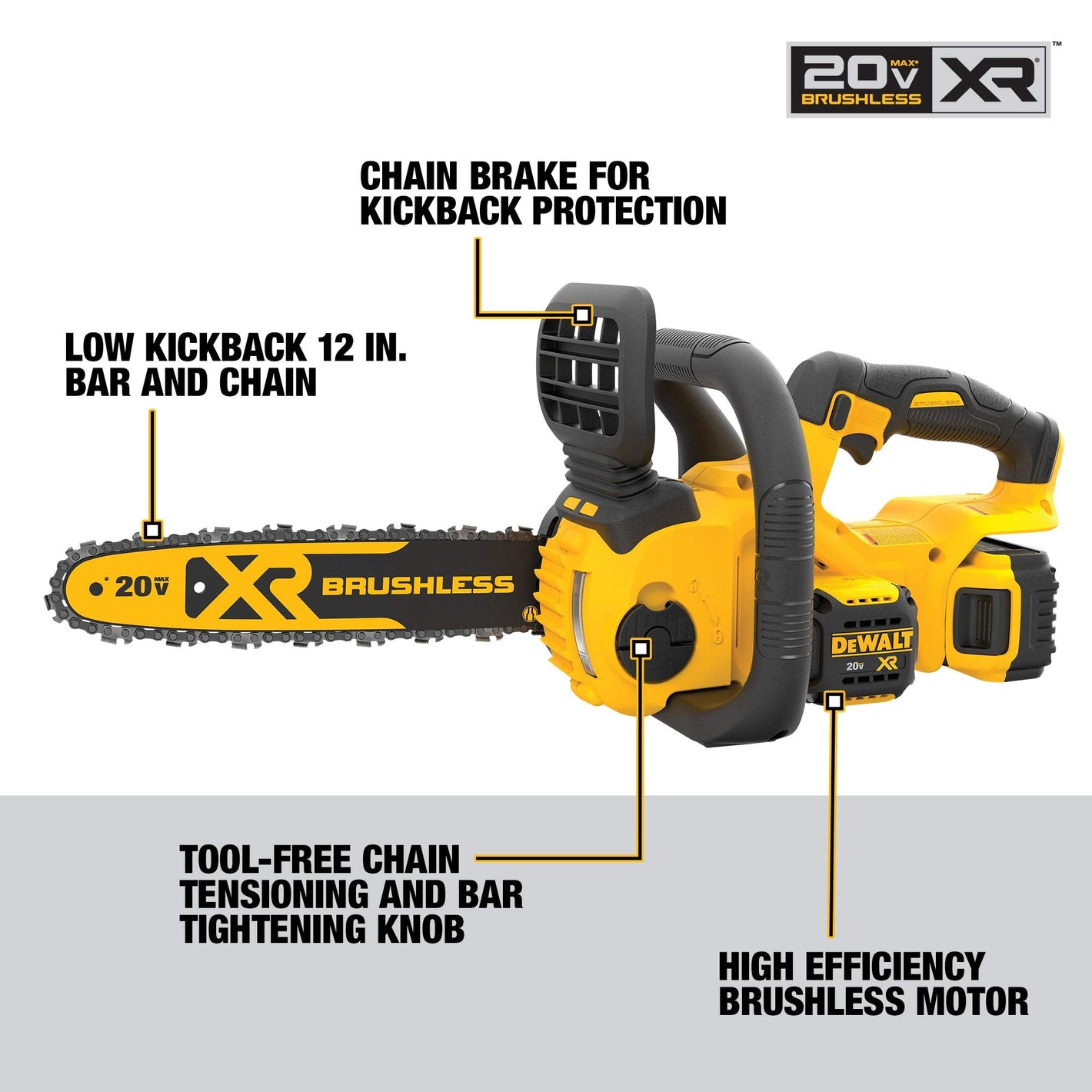 DEWALT 20V MAX* XR Chainsaw Kit, 5-Ah Battery, 12-Inch (DCCS620P1) [LOCAL PICKUP ONLY]