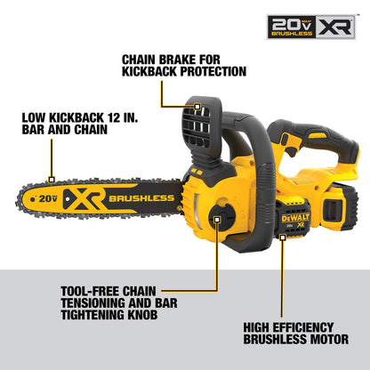 DEWALT 20V MAX* XR Chainsaw Kit, 5-Ah Battery, 12-Inch (DCCS620P1) [LOCAL PICKUP ONLY]