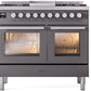 ILVE Professional Plus II 40-Inch Freestanding Dual Fuel Range with 6 Sealed Burner in Matte Graphite (UPD40FWMPMG)