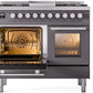 ILVE Professional Plus II 40-Inch Freestanding Dual Fuel Range with 6 Sealed Burner in Matte Graphite (UPD40FWMPMG)