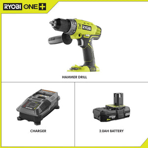 18-Volt ONE+ Cordless 1/2 in. Hammer Drill/Driver with Handle with 2.0 Ah Battery and Charger Kit