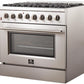 Forno Appliance Package - 36 Inch Dual Fuel Range, Wall Mount Range Hood, 60 Inch Refrigerator, AP-FFSGS6156-36-4