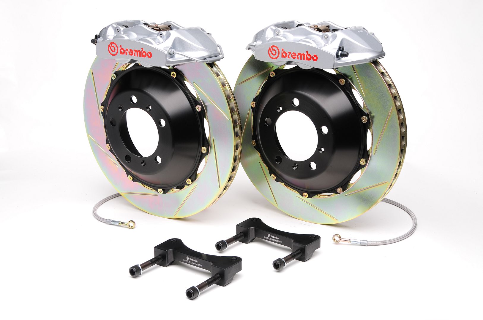 Brembo Rear GT Brake P Caliper Silver 345x28 Slot Rotor CLK63 W209 Black Series
