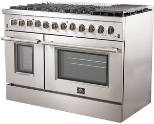 Forno Appliance Package - 48" Dual Fuel Range, Range Hood, 60" Refrigerator, Dishwasher, Microwave Drawer, Wine Cooler