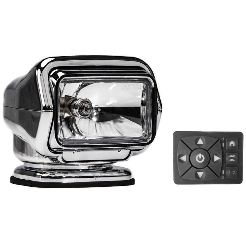 Golight Stryker Spotlight Halogen Permanent Mount Hardwired Mount Remote Chrome Model 3026ST