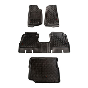 Rugged Ridge Floor Liner Front/Rear/Cargo Black 18-21 Jeep Wrangler JL 4 Dr (Excl. 4XE Models)-Clearance