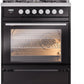 ILVE Professional Plus II 30-Inch Dual Fuel Range with 5 Burners in Glossy Black (UP30WMPBK)