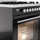 ILVE Professional Plus II 30-Inch Dual Fuel Range with 5 Burners in Glossy Black (UP30WMPBK)