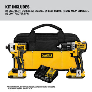 DEWALT DCK283D2 - 20-Volt MAX XR Cordless Brushless Drill/Impact Combo Kit with Two 20-Volt 2.0Ah Batteries and Charger (2-Tool)