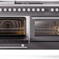 ILVE Professional Plus II 60-Inch Dual Fuel Range with 7 Burners, Griddle, & French Top with Triple Glass Door Oven in Matte Graphite (UP60FSWMPMG)