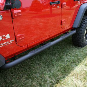 Rugged Ridge 3 In Round Tube Steps Black 07-18 Jeep Wrangler Unlimited JK