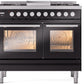 ILVE Professional Plus II 40-Inch Freestanding Dual Fuel Range with 6 Sealed Burner in Glossy Black (UPD40FWMPBK)