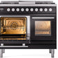 ILVE Professional Plus II 40-Inch Freestanding Dual Fuel Range with 6 Sealed Burner in Glossy Black (UPD40FWMPBK)
