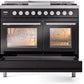 ILVE Professional Plus II 40-Inch Freestanding Dual Fuel Range with 6 Sealed Burner in Glossy Black (UPD40FWMPBK)