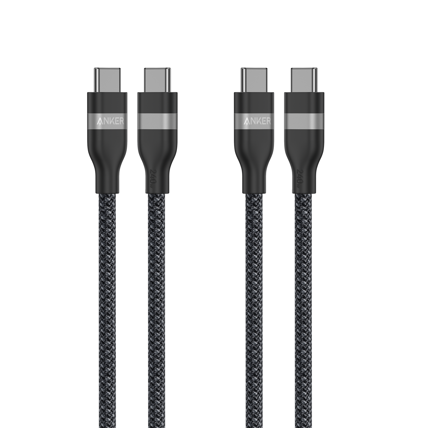 Anker USB-C to USB-C Cable (3 ft / 6 ft, 240W, Upcycled-Braided)(2-Pack)