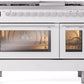 ILVE 48-Inch Professional Plus II Freestanding Dual Fuel Range with 8 Sealed Burner in White (UP48FWMPWH)
