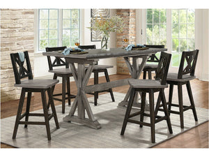 Amsonia Gray/Black Swivel Counter Chair, Set of 2
