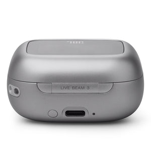 JBL Live Beam 3 Noise-Cancelling Earbuds with Smart Case (Silver)