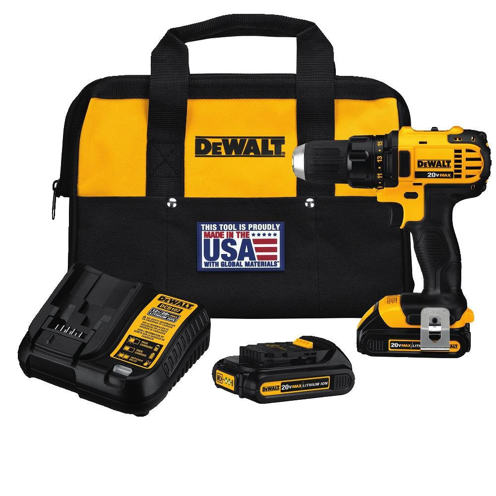 DEWALT DVD780C2 - 20-Volt MAX Cordless Compact 1/2 in. Drill/Drill Driver with (2) 20-Volt 1.3Ah Batteries, Charger & Bag