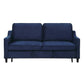 Adelia Navy  Velvet Convertible Studio Sofa with Pull-out Bed
