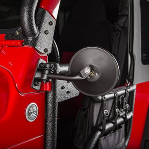 Rugged Ridge 97-18 Jeep Wrangler Textured Black Round Stubby Trail Mirror Kit