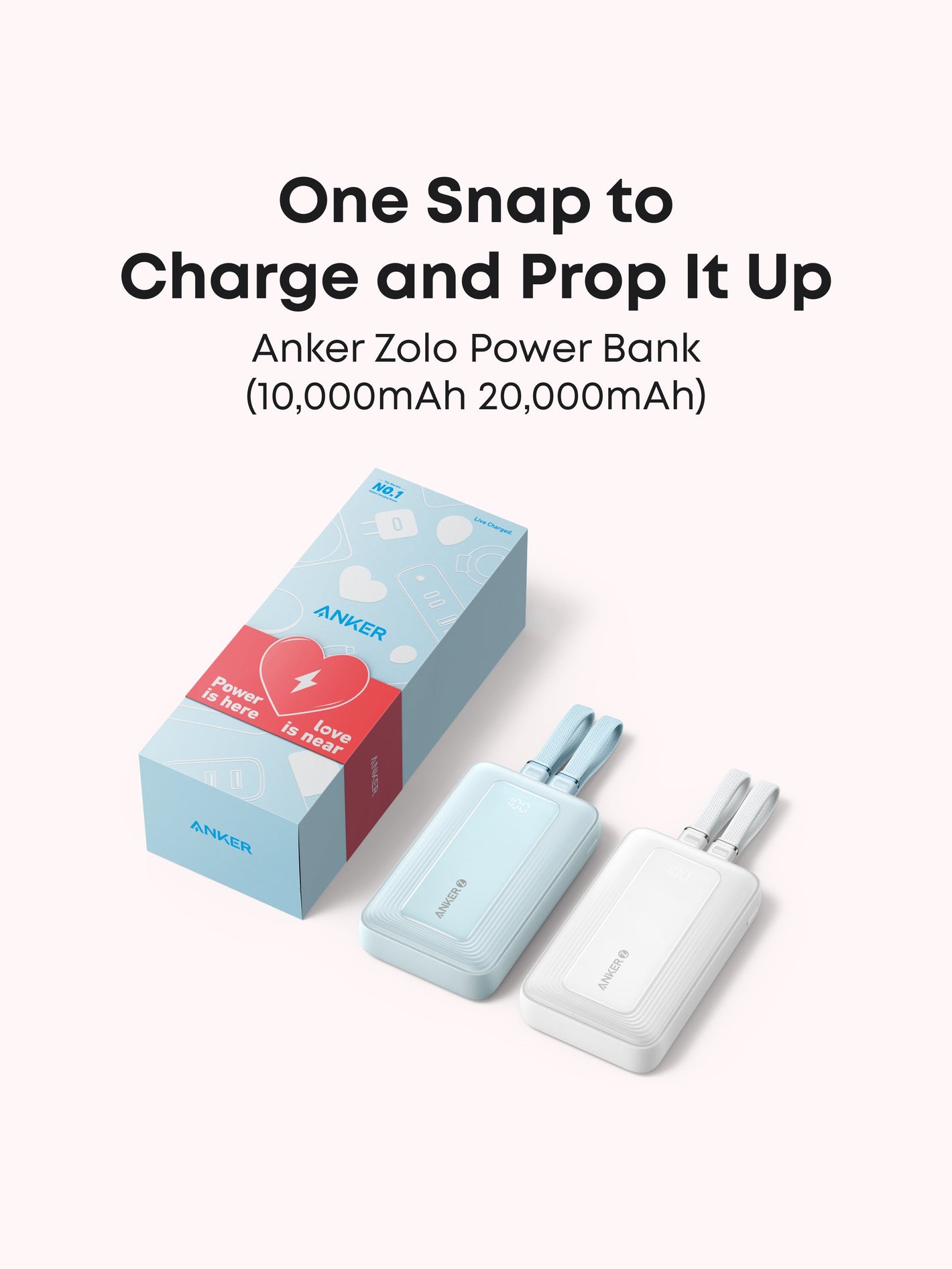 Anker Zolo Power Bank (10K, Built-In USB-C and Lightning Cable)｜Valentine's Gift Packaging