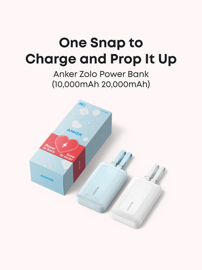 Anker Zolo Power Bank (10K, Built-In USB-C and Lightning Cable)｜Valentine's Gift Packaging