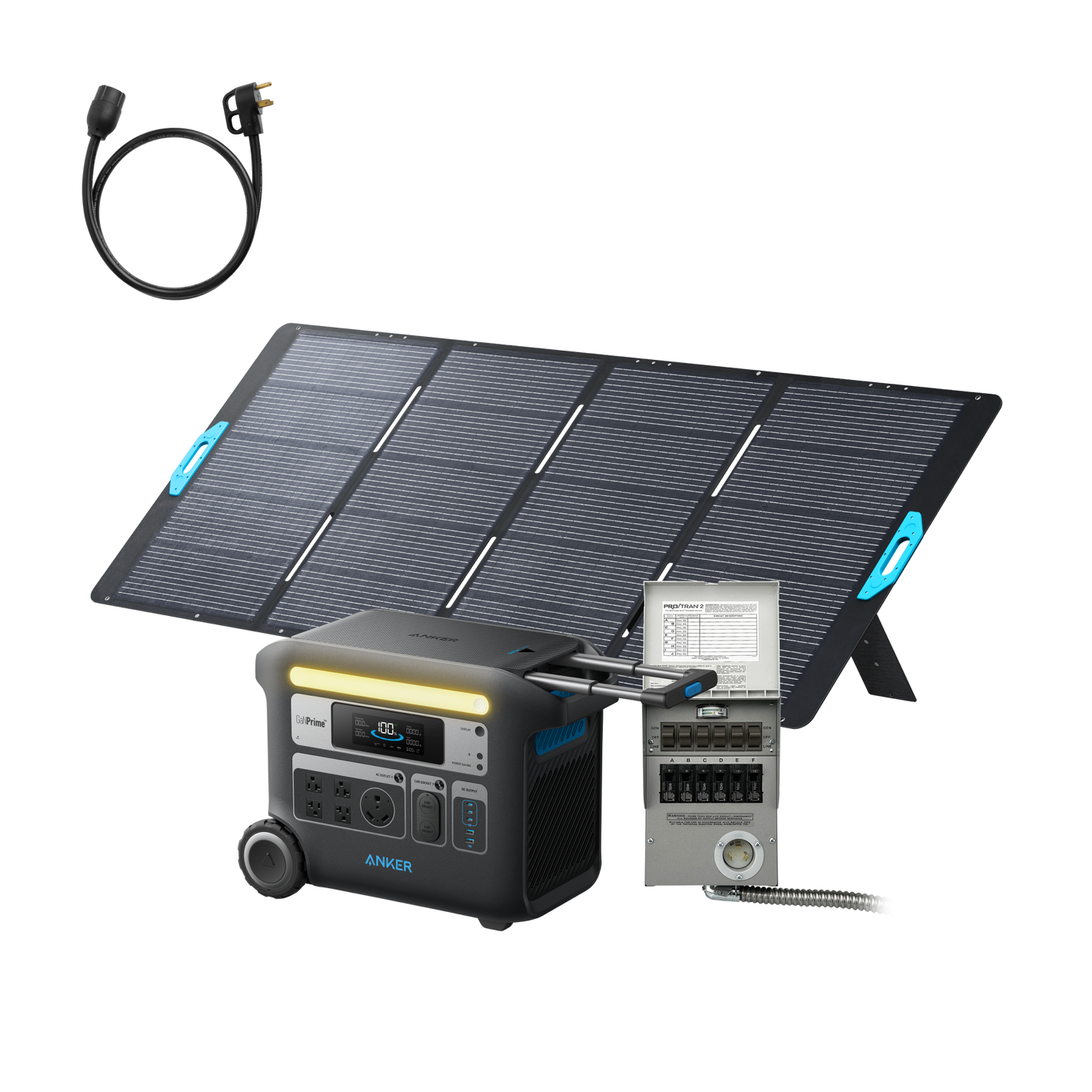 Anker SOLIX <b>F2000</b> + Home Backup Kit (Transfer Switch + Cable) + 400W Solar Panel