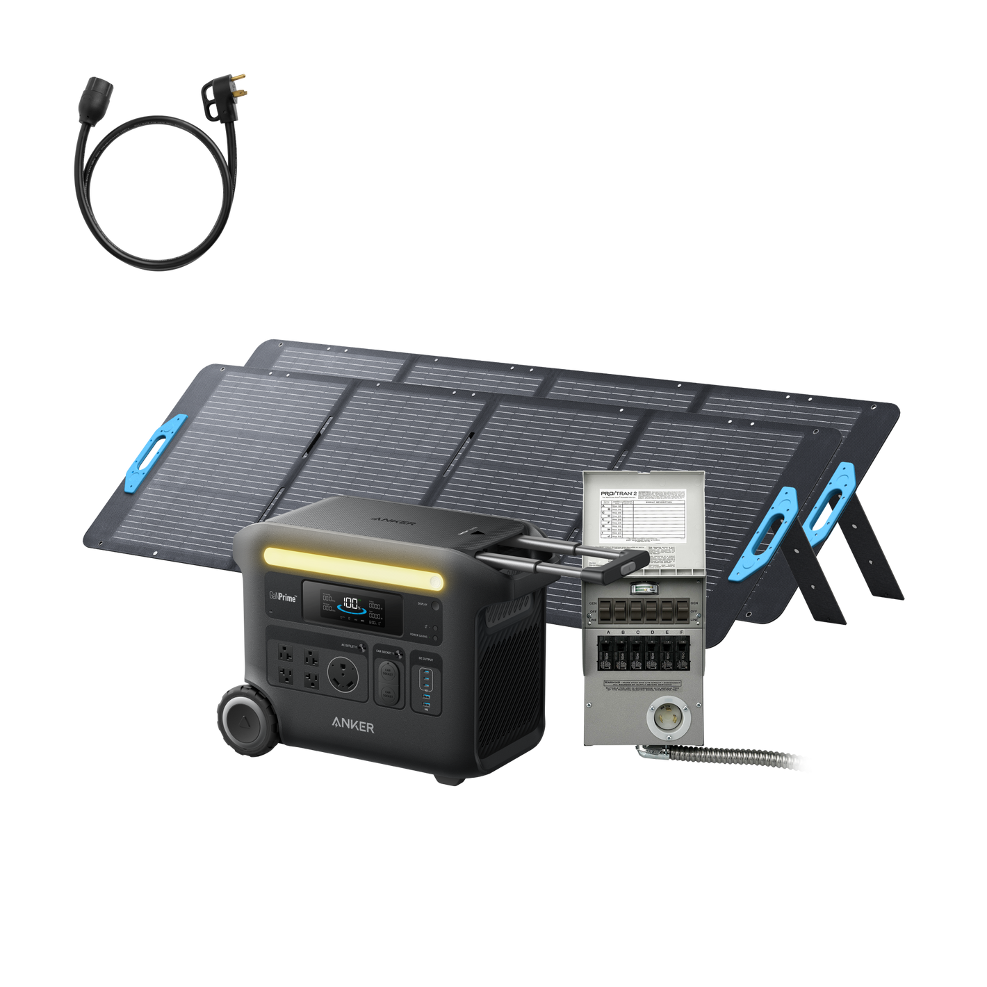 Anker SOLIX <b>F2600</b> + Home Backup Kit (Transfer Switch + Cable) + 2× 200W Solar Panels