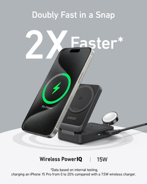 Anker MagGo Wireless Charging Station (Foldable 3-in-1) and Anker 633 Magnetic Battery