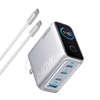 Anker Laptop Charger (140W, 4-Port, PD 3.1) with USB-C Cable
