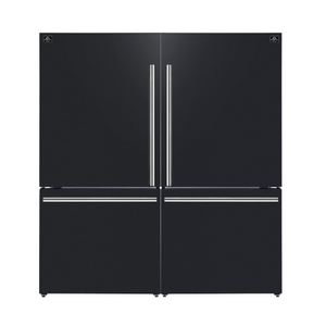 FORNO Espresso Milano 62" 34.4 cu. ft. Side-By-Side Refrigerator with Ice Maker in Black with Silver Handles