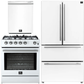 Forno Espresso Package - 30" Gas Range, 36" Refrigerator with Ice Maker and Dishwasher in White with Silver Accents