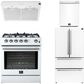 Forno Espresso Package - 30" Gas Range, Range Hood, 36" Refrigerator with Ice Maker and Dishwasher in White with Silver Accents