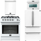 Forno Espresso Package - 30" Gas Range, 36" Refrigerator with Ice Maker, Dishwasher and 24" Microwave Oven in White with Silver Accents