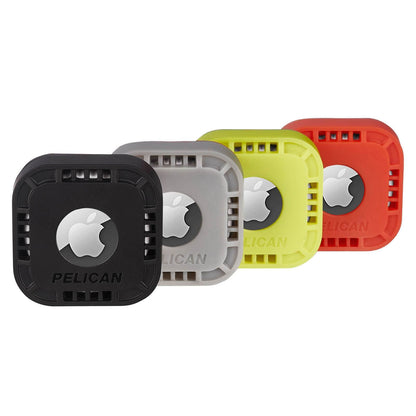 AirTag Pelican Protector Sticker Mount 4 Pack color::Black/Orange/Lime Green/Grey