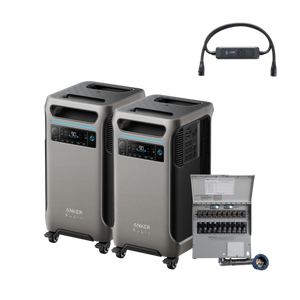 2× Anker SOLIX <b>F3800</b> + Double Power Hub + Home Backup Kit (Transfer Switch + Cable)