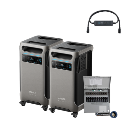 2× Anker SOLIX <b>F3800</b> + Double Power Hub + Home Backup Kit (Transfer Switch + Cable)