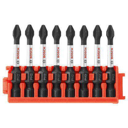 Bosch CCSPH2208 8-Pc Impact Tough Phillips P2 2" Power Bits with Clip