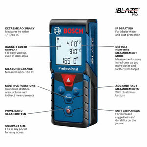 Bosch GLM165-40 BLAZE Pro 165' Laser Distance Measure