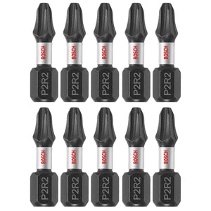 Bosch ITP2R21B 10-Pc Impact Tough 1" Phillips/Square #2 Insert Bits