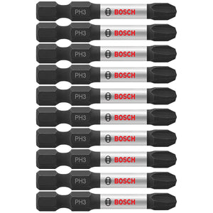 Bosch ITPH32B 10-Pc Impact Tough 2" Phillips #3 Power Bits