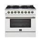 FORNO Galiano 36" 5.36 cu. ft. Dual Fuel Range with 6 Sealed Burners in White with Antique Brass Accents, FFSGS6156-36WHT