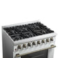 FORNO Galiano 36" 5.36 cu. ft. Dual Fuel Range with 6 Sealed Burners in White with Antique Brass Accents, FFSGS6156-36WHT