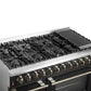 FORNO Galiano 48" 6.58 cu. ft. Dual Fuel Range with 8 Sealed Burners and Griddle in Black with Antique Brass Accents, FFSGS6156-48BLK