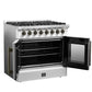 FORNO Galiano 36" 5.36 cu. ft. French Door Dual Fuel Range with 6 Sealed Burners in White with Antique Brass Accents, FFSGS6356-36WHT