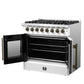 FORNO Galiano 36" 5.36 cu. ft. French Door Dual Fuel Range with 6 Sealed Burners in White with Antique Brass Accents, FFSGS6356-36WHT