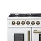 FORNO Galiano 48" 6.58 cu. ft. French Door Dual Fuel Range with 8 Sealed Burners and Griddle in White with Antique Brass Accents, FFSGS6356-48WHT